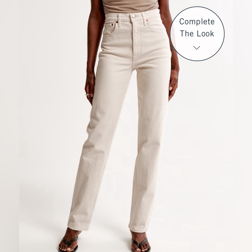 Abercrombie 90s Ultra High Rise Straight Curve Love Jeans - Off White Short
